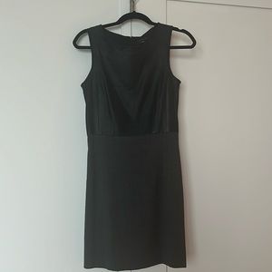 Theory Womens Leather Wool Sleeveless Color Block Pencil Dress Black Gray Size 4